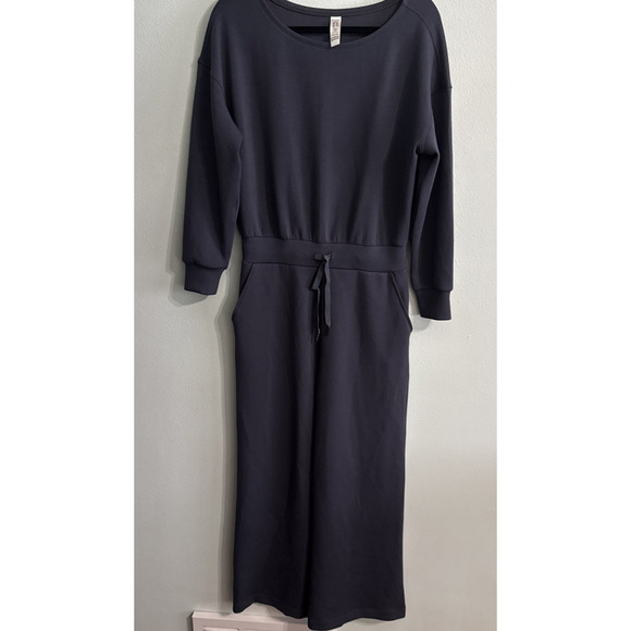 Spanx Air Essentials Wide Leg off shoulder jumpsuit Women's M Long Sleeve Blue - Picture 2 of 5